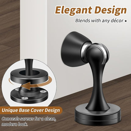 KOLAKO Magnetic Door Stopper, 3 Pack Black Door Stops, Wall Floor Mount Magnetic Door Catch Heavy Duty Magnet Stainless Steel Doorstops Keep Door Open, Oil Rubbed