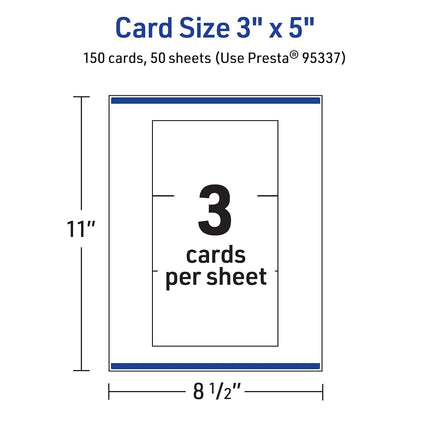 Avery Printable Rectangle Cards, Sure Feed Technology, 3" x 5", Glossy White Cardstock, Laser/Inkjet Printable, 150 Total, Great for Indexing FIles and Recipes
