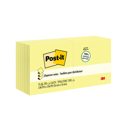 Post-it Greener Recycled Pop-up Notes 3x3 in, 12 P
