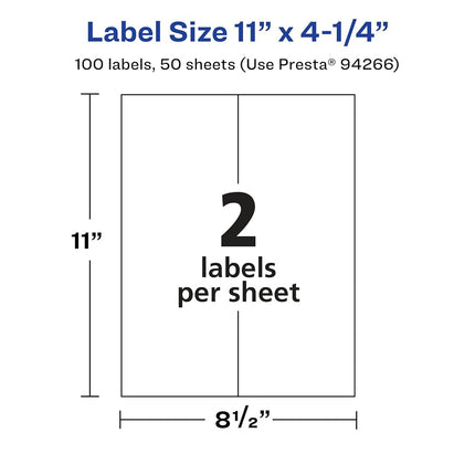 Étiquettes rectangulaires transparentes brillantes Avery, 27,9 x 10,8 cm, 100 étiquettes transparentes brillantes, étiquettes imprimables laser/jet d'encre, idéales pour les étiquettes de produits, les étiquettes de mariage et les étiquettes d'expédition