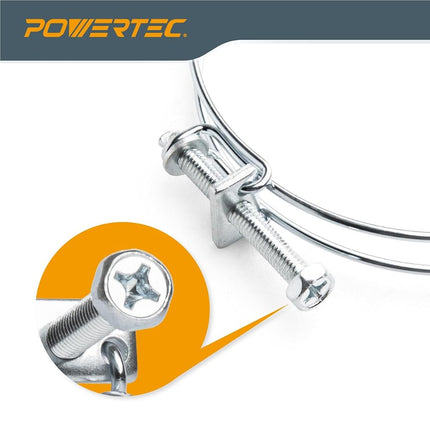 POWERTEC 70218 6-Inch Double Wire Hose Clamp | 5-Pack