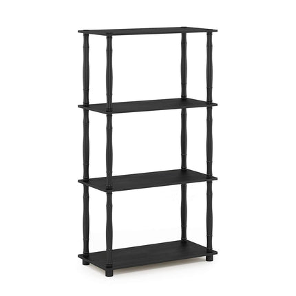 Furinno TURN-N-TUBE Storage Shelves, 4-Tier Book Shelf, Corner Shelf, Toolless Open Shelves, Classic Tubes, for Organization and Storage, Living Room, Home Office, Americano