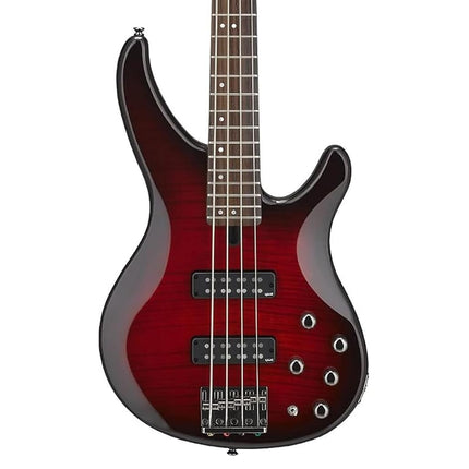 Yamaha TRBX604 4-String Flamed Maple Bass Guitar, Matte Amber