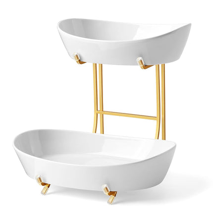 Yedio 2 Tier Ceramic Fruit Bowl for Kitchen Counte