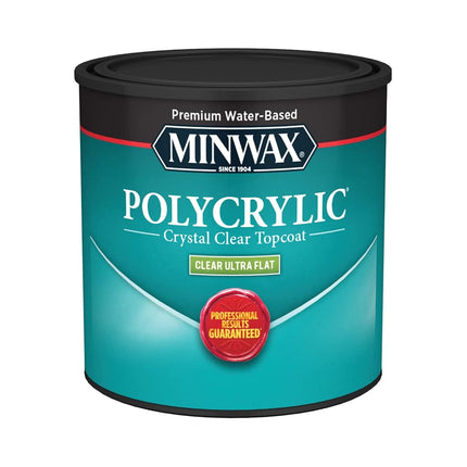 Minwax 211114444 Polycrylic Protective Wood Finish, Clear Ultra Flat, ½ Pint