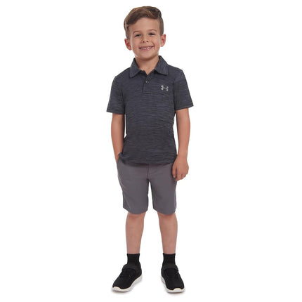 Pantalón corto de golf Under Armour Medal Play para niños, trabillas para cinturón, cierre elástico, ligero y elástico, Graphite, 4T