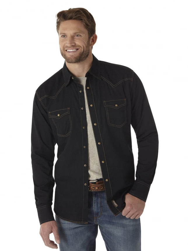 Wrangler Men's Retro Two Pocket Long Sleeve Snap S