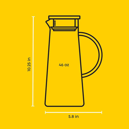 JoyJolt Glass Pitcher with Lid - 50oz Borosilicate Water Carafe, Jug with Stainless Steel Lid for Iced Tea, Lemonade, Juice, Mixed Drinks