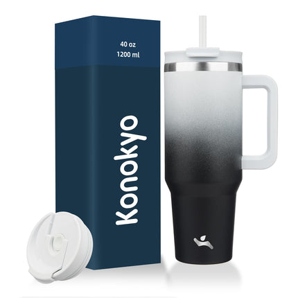 Konokyo 40 oz Tumbler with Handle and 2 Straws,2 i