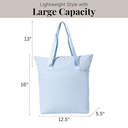 Baggallini Swift Tote Bag for Women - Lightweight 12x16 Nylon Zipped Travel Carry On Bag w/Luggage Sleeve, B-lite Ice Blue