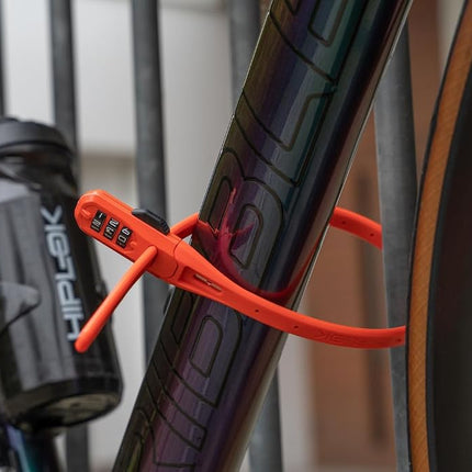 Hiplok Z LOK Combo Bike Lock/Motorbike Helmet Lock - Orange. 3 Digit Code. Steel Core & 45cm Locking Length. Optional Bracket
