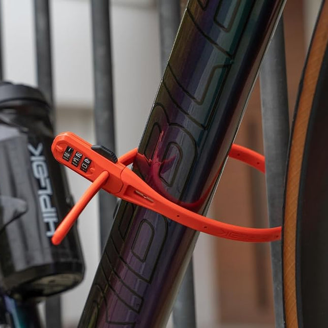 Hiplok Z LOK Combo Bike Lock/Motorbike Helmet Lock - Orange. 3 Digit Code. Steel Core & 45cm Locking Length. Optional Bracket