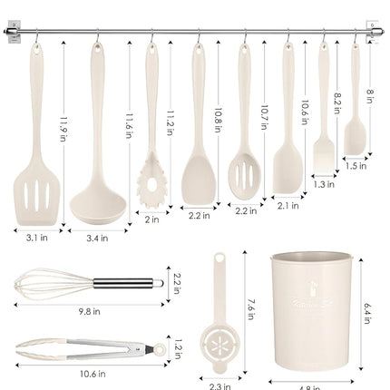 Kitchen Utensils Set-12 Pieces Silicone Cooking Utensils Set (Dishwasher Safe) 392°F Heat Resistant Spatula Set, Nonstick Cookware