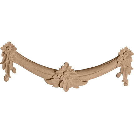 Ekena Millwork ONL16X06X01FLLW Medium Floral Swag, 16 1/8-Inch x 6-Inch x 1 3/8-Inch, Lindenwood