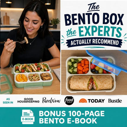 Leakproof Bento Lunch and Snack Boxes | Food Prep & Meal Planning Portion Containers for Kids and Adults | BPA Free | Microwave & Dishwasher Safe | Accessories. Blue & Green Large, 2 Blue Mini