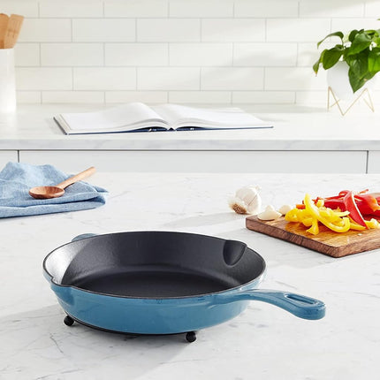 CUISINART CI22-24BG Chef's Classic Enameled Cast Iron 10" Round Fry Pan, Provencal Blue