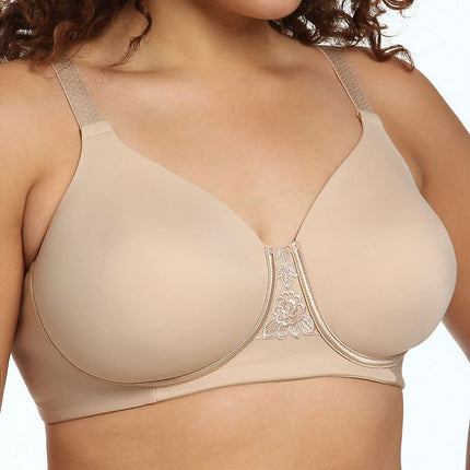 Vanity Fair Women's Full Figure Beauty Back Smoothing Bra, 4 Way Stretch Fabric, Lightly Lined Cups Up to H, Opaque, Damask Neutral, 36C