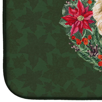 Caroline's Treasures CK1556DDM Cairn Terrier Poinsetta Wreath Dish Drying Mat, 14 x 21", multicolor