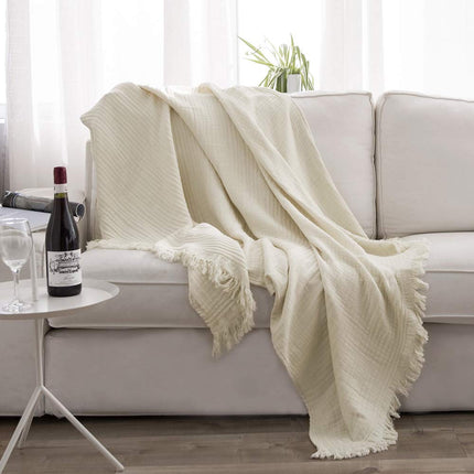 Simple&Opulence Cotton Muslin Throw Blanket for Be