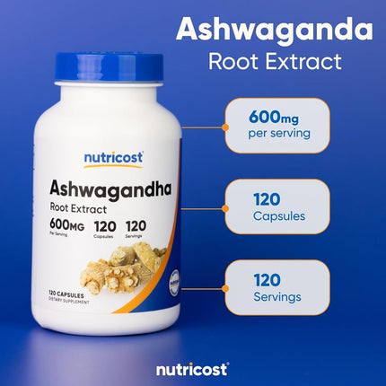 Nutricost Ashwagandha Herbal Supplement 600Mg, Healthy Stress Response - Ashwagandha Root