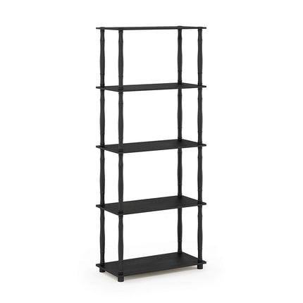 Furinno TURN-S-TUBE Storage Shelves, 5-Tier Book Shelf, Corner Shelf, Toolless Open Shelves, Classic Tubes, for Organization and Storage, Living Room, Garage, Home Office, Americano