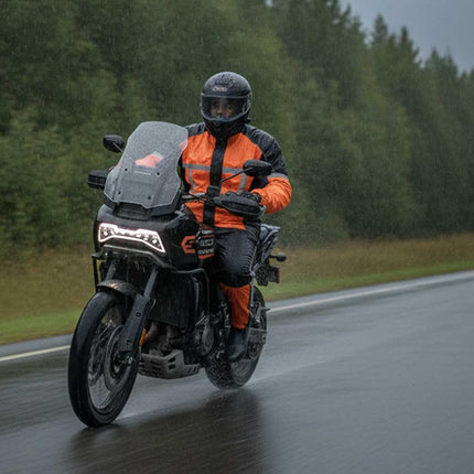 Milwaukee Leather MPM9510 Men's Black and Orange Motorcycle Water Resistant Rain Suit w/Hi-Vis Reflective Tape - 4X-Large