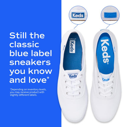 Keds Women's Champion Canvas Lace Up Sneaker, White, 3 UK