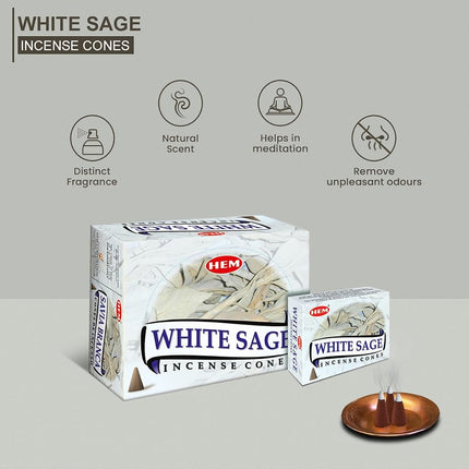 Hem Incense White Sage - Case of 12 Boxes, 10 Cones Each