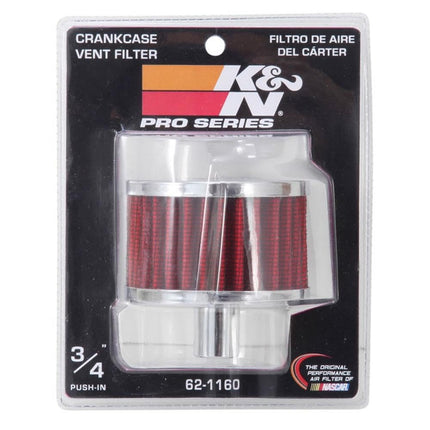 K&N Vent Air Filter/ Breather: High Performance, Premium, Washable, Replacement Engine Filter: Flange Diameter: 0.75 In, Filter Height: 2 In, Flange Length: 0.875 In, Shape: Breather, 62-1160
