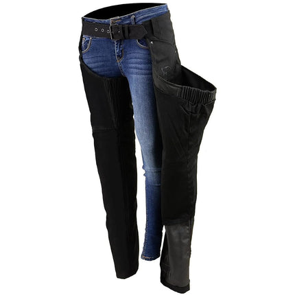 Milwaukee Leather SH1182 Chaparreras de Moto de Tela Negras para Mujer con Bordado Tribal - 5X-Large