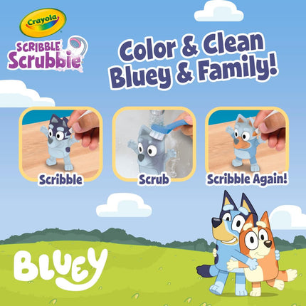 Crayola Scribble Scrubbies Deluxe Bluey Playset (3ct), Toddler Arts & Crafts Kit, Washable Stickers, Bluey Toys, for Grandkids, Ages 3+