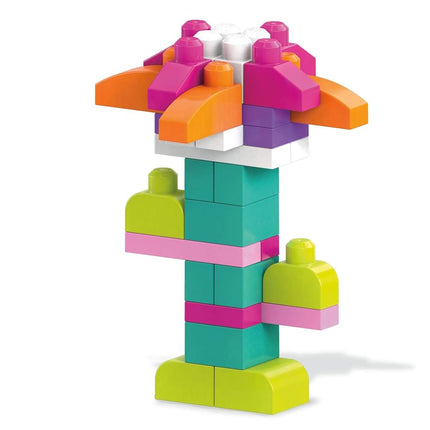 MEGA BLOKS Fisher-Price Toddler Block Toys, Big Building Bag with 80 Pieces and Storage Bag, Pink, Gift Ideas for Kids Age 1+ Years, DCH62