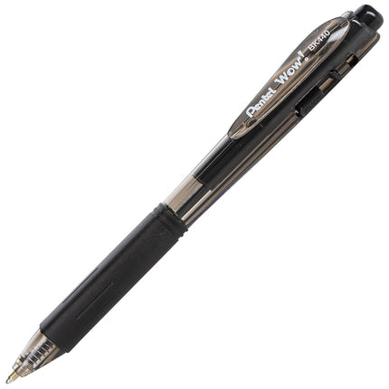 Pentel BK440 Retractable Ballpoint Pen and Ergonomic Triangular Grip Zone Pack of 12 Black