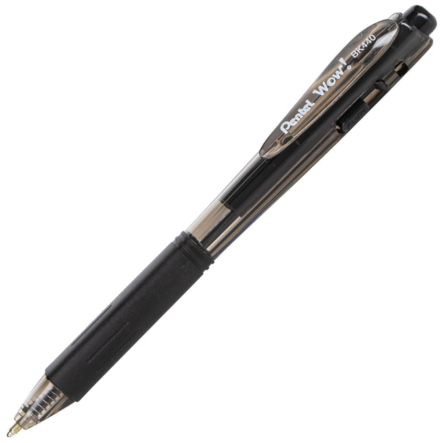 Pentel WOW! Retractable Ballpoint Pens, Medium Line, Black Ink, 18-Pack (BK440BP18A)