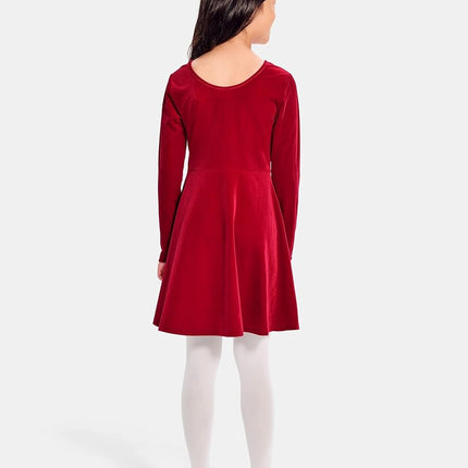 The Children's Place Girls' Long Sleeve Velour Dress, Christmas Red 2 Pack, Small