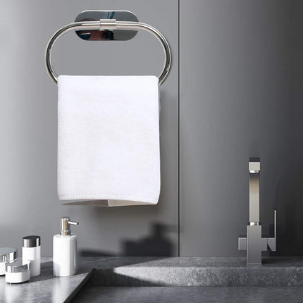 HouseAid Self Adhesive Towel Ring for Bathroom, Stainless Steel Adhesive Hand Towel Holder, No Drilling Modern Hand Towel Hanger, Polished Chrome