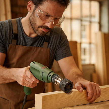 wolfcraft Drum Rasp for Power Drills, 52 mm Tapered Wood Rasping Bit
