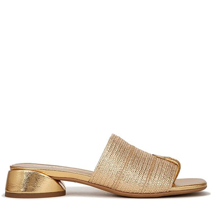 Franco Sarto Womens Loran Slide Sandal Gold Stretch Raffia 6M
