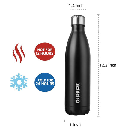 BJPKPK 25oz Insulated Steel Water Bottles Travel Sports Metal Water Bottles, Black