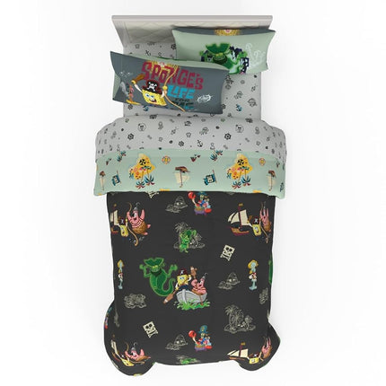 The Spongebob Movie: The Search for Squarepants Twin Bedding Set – 5 Piece Kids Super Soft Microfiber Reversible Comforter & Sheet Set - Roblox Reward Included (Officially Licensed Product) by Franco