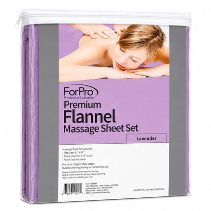 ForPro Premium Flannel 3-Piece Massage Sheet Set, Cool Grey, Stain and Wrinkle-Resistant, Includes Flat and Fitted Sheet and Face Rest Cover