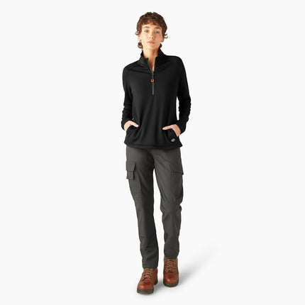 Dickies Sudadera con cremallera corta Smooth FACE para mujer, negro, negro, grande