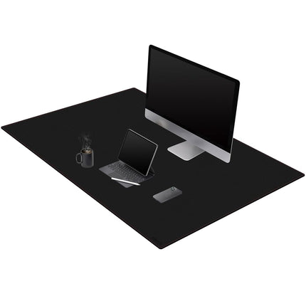 ZORESYN PU Leather Desk pad Black(140 x 80cm) - Large Desk mat with Suede Base - Waterproof Gaming Mouse pad Table Mat Desktop Writing Pad Desk Blotter Protector for Home