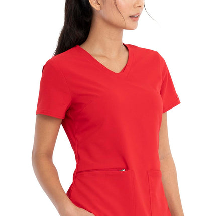 Cherokee Women's V-Neck Top Medical Scrubs Shirt, Red, XXS