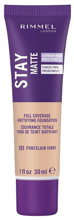 Rimmel London Stay Matte Liquid Mousse - 101 Porcelain Ivory - Foundation, Lightweight, Shine Control, Oil-Free, 1oz