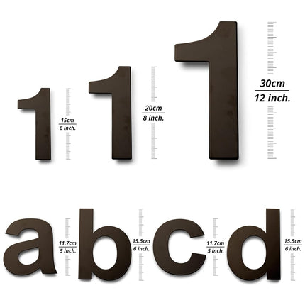 HASWARE 304 Stainless Steel Modern House Number Powder Coating Stylish Door Alphabet Plaque Street Home Decor (4, 8 Inch Black)