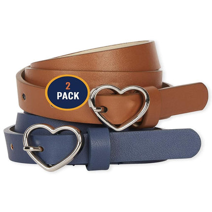 The Children's Place Girls' Uniform Belt 2-Pack, Navy, 8-16