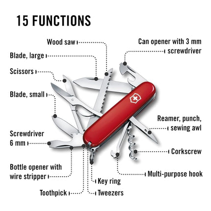 Victorinox Huntsman Swiss Army Pocket Tool - Red, 1371300