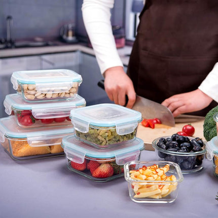 10 Pack Glass Meal Prep Containers, Food Storage Containers with Lids Airtight, Glass Storage Container Set with Lid for Food, Bpa-free, Leak-proof, Microwave Oven Freezer Dishwasher Safe creamy white