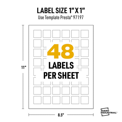 Avery UltraDuty GHS Labels, Waterproof, 1 X 1 Inch Square Labels, Pack of 1200 White Labels for Use with Pigment Inkjet Printers